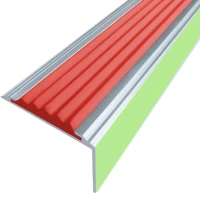 Противоскользящий алюминиевый угол-порог АУ38 ФЭС 38х5,5х22мм (резин.вст.), 3м, красный