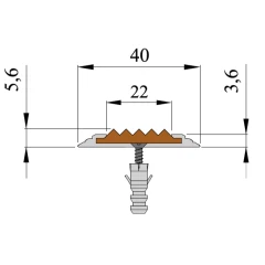 Противоскользящая алюминиевая полоса АП40 (ЕвроСтандарт) ФЭС 40х3,6мм, 1,35м