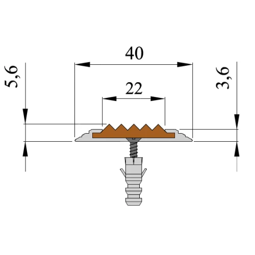 Противоскользящая алюминиевая полоса АП40 (ЕвроСтандарт) ФЭС 40х3,6мм, 1,5м