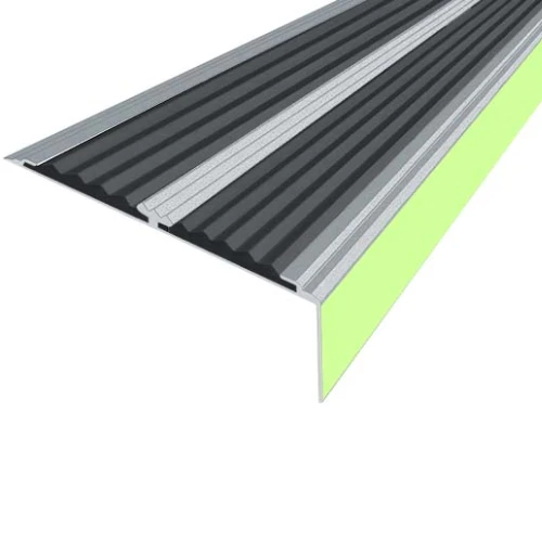 Противоскользящий алюминиевый угол-порог АУ70 ФЭС 70х5,5х28мм (резин.вст.+бортик ФЭС), 1м