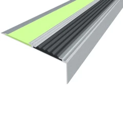 Противоскользящий алюминиевый угол-порог АУ70 ФЭС 70х5,5х28мм (резин.вст.+вст.ФЭС), 2м