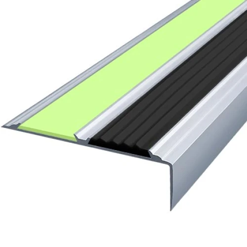 Противоскользящий алюминиевый угол-порог АУ80 ФЭС 80х6,5х26,5мм (резин.вст.+ФЭС), 1,35м