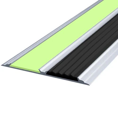 Противоскользящая алюминиевая полоса АП80 ФЭС (резин.вст.+ФЭС) 80х6,5мм, 1м