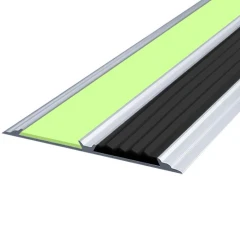 Противоскользящая алюминиевая полоса АП80 ФЭС (резин.вст.+ФЭС) 80х6,5мм, 3м