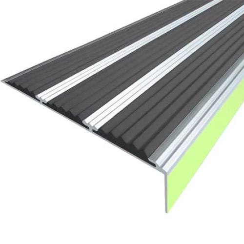 Противоскользящий алюминиевый угол-порог АУ98 ФЭС 98х5,6х28мм (резин.вст.+бортик ФЭС), 2м