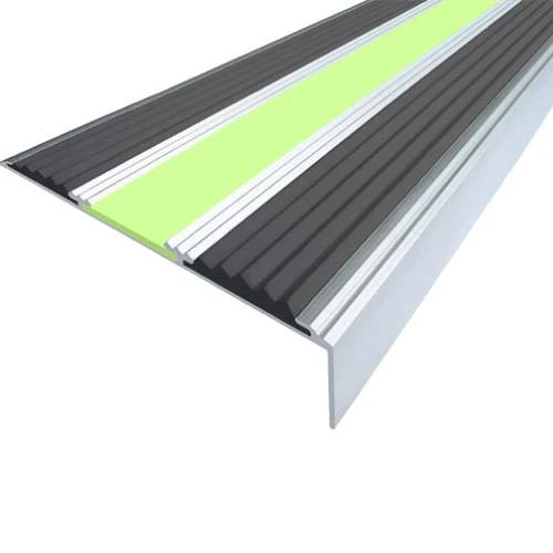 Противоскользящий алюминиевый угол-порог АУ98 ФЭС 98х5,6х28мм (резин.вст.+вставка ФЭС), 1,35м