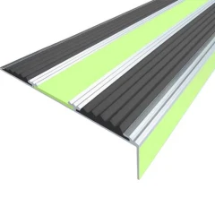 Противоскользящий алюминиевый угол-порог АУ98 ФЭС 98х5,6х28мм (резин.вст.+вставка ФЭС+бортик), 2,7м