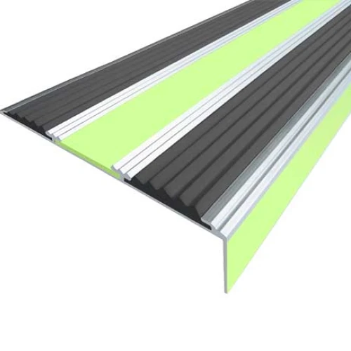 Противоскользящий алюминиевый угол-порог АУ98 ФЭС 98х5,6х28мм (резин.вст.+вставка ФЭС+бортик), 2,7м