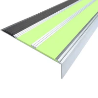 Противоскользящий алюминиевый угол-порог АУ98 ФЭС 98х5,6х28мм (резин.вст.+вставки ФЭС), 1м