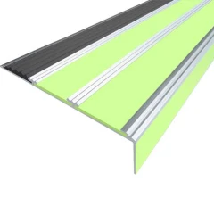 Противоскользящий алюминиевый угол-порог АУ98 ФЭС 98х5,6х28мм (резин.вст.+вставки ФЭС+бортик), 1м