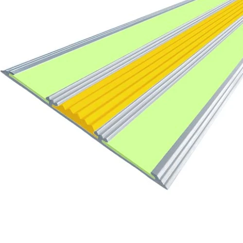 Противоскользящая алюминиевая полоса АП100 ФЭС (резин.вст.+вставки ФЭС) 100х5,6мм, 1,5м