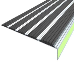 Противоскользящий алюминиевый угол-порог АУ160 ФЭС 160х6х36мм (резин.вставки+бортик), 3м