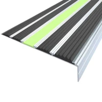Противоскользящий алюминиевый угол-порог АУ160 ФЭС 160х6х36мм (резин.вставки+вставка ФЭС), 3м