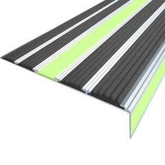 Противоскользящий алюминиевый угол-порог АУ160 ФЭС 160х6х36мм (резин.вставки+ФЭС+бортик), 1м