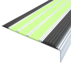 Противоскользящий алюминиевый угол-порог АУ160 ФЭС 160х6х36мм (резин.вставки+вставки ФЭС), 1м