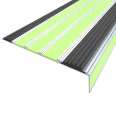 Противоскользящий алюминиевый угол-порог АУ160 ФЭС 160х6х36мм (резин.вст.+вставки ФЭС+бортик), 1,5м