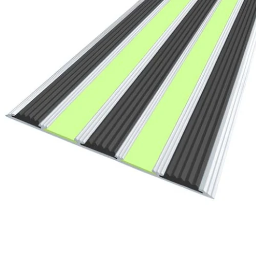 Противоскользящая алюминиевая полоса АП162 ФЭС (резин.вст.+вставки ФЭС) 162х6мм, 1,35м