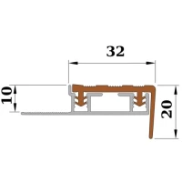 Закладной противоскользящий алюминиевый профиль ALPB 2,4м 32мм/20мм (только профиль)