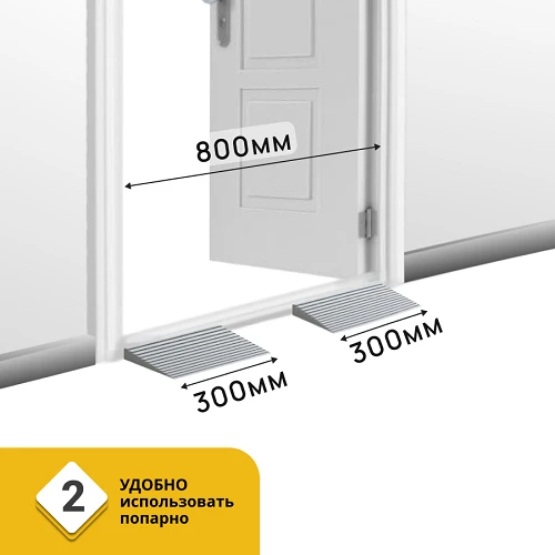Пандус полимерный РУБЕЖ 25х150х300 мм, серый