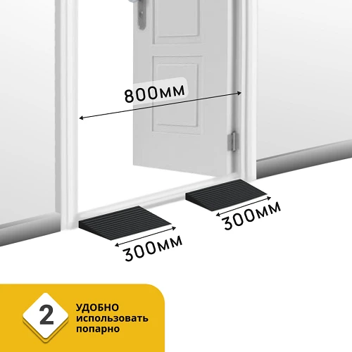 Пандус полимерный РУБЕЖ 20х150х300 мм, чёрный