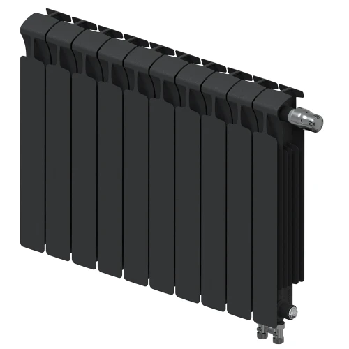 Биметаллический радиатор Rifar Monolit Ventil 500x10 секций, правое подкл-е, антрацит