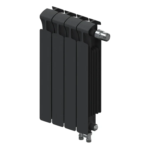 Биметаллический радиатор Rifar Monolit Ventil 500x4 секции, правое подкл-е, антрацит