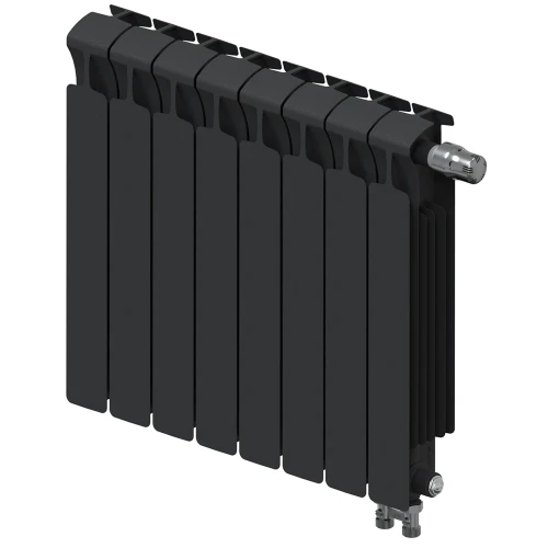 Биметаллический радиатор Rifar Monolit Ventil 500x8 секций, правое подкл-е, антрацит