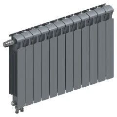 Биметаллический радиатор Rifar Monolit Ventil 500x12 секций, левое подкл-е, титан