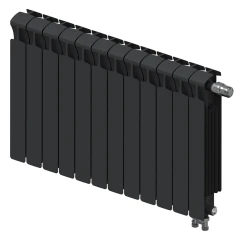 Биметаллический радиатор Rifar Monolit Ventil 500x12 секций, правое подкл-е, антрацит
