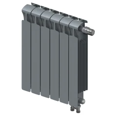 Биметаллический радиатор Rifar Monolit Ventil 500x6 секций, правое подкл-е, титан