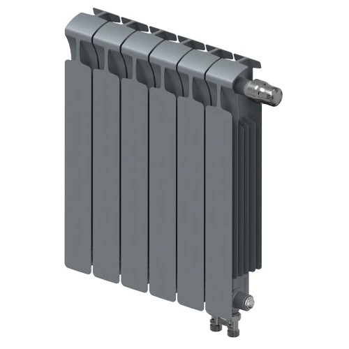 Биметаллический радиатор Rifar Monolit Ventil 500x6 секций, правое подкл-е, титан