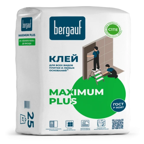 Клей для всех видов плитки Bergauf Maximum Plus С1 ТЕ, 25 кг