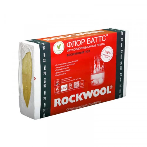 Утеплитель Rockwool Флор Баттс 1000х600х25 мм, 8 шт РОКВУЛ (4,8м2)