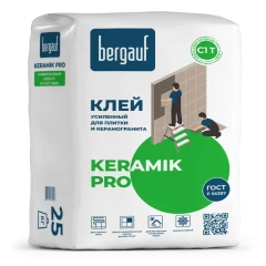 Клей усиленный для плитки и керамогранита Bergauf Keramik Pro С1 T, 25 кг