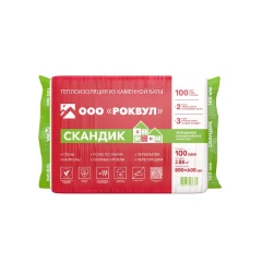 Утеплитель Rockwool Лайт Баттс Скандик 800х600х100 мм, 6 шт РОКВУЛ (2,88м2)