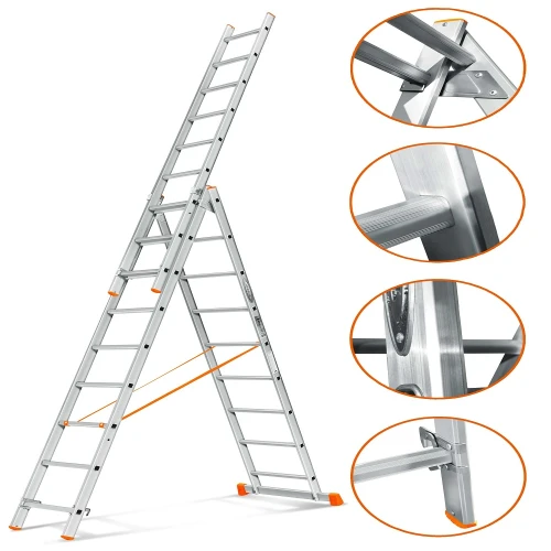 Лестница трехсекционная Эйфель Гранит 3х9