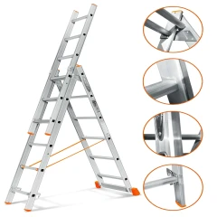 Лестница трехсекционная Эйфель Гранит 3х6