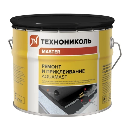 Мастика битумная гидроизоляционная АкваМаст для ремонта и приклеивания 3 кг