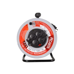 Удлинитель силовой на металлической катушке, СУ-3х2,5КГ-50/3 (с выкл., 4 розетки, IP44) Ресанта