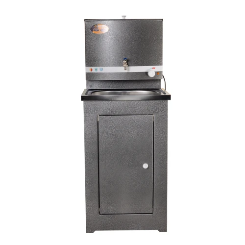 Умывальник дачный ЛЮКС, с подогревом, нержавеющая мойка, цвет серебро