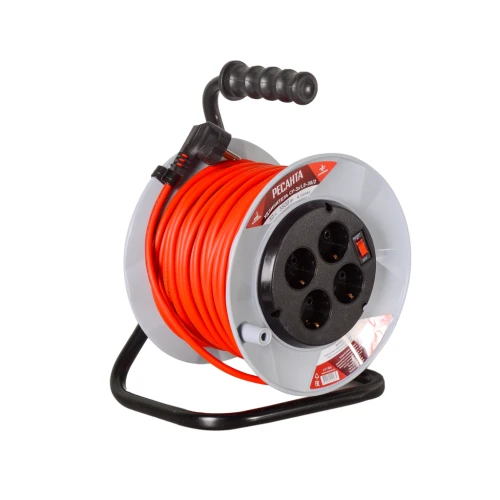 Удлинитель силовой на катушке, СУ-3х1,5-30/2 (с выкл., 4 розетки) Ресанта