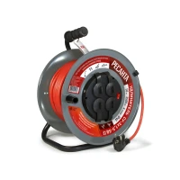 Удлинитель силовой на металлической катушке, СУ-3х1,5-50/3 (с выкл., 4 розетки, IP44) Ресанта