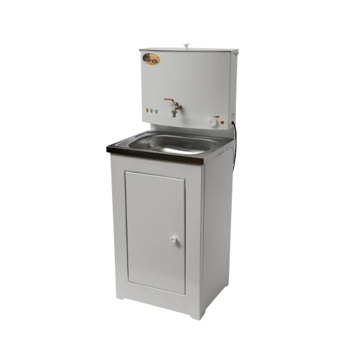 Умывальник дачный ЛЮКС, с подогревом, нержавеющая мойка, цвет белый