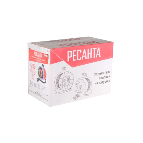 Удлинитель силовой на катушке, СУ-2х1-30/2ВР (1 розетка, IP44) Ресанта