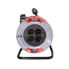 Удлинитель силовой на катушке, СУ-3х1,5-50/2 (с выкл., 4 розетки) Ресанта