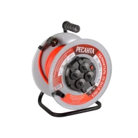 Удлинитель силовой на металлической катушке, СУ-3х1,5-30/3 (с выкл., 4 розетки, IP44) Ресанта