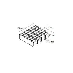 Стальная грязезащитная решетка из прессованного настила Р 33х11/30х2 Zn Тип А 500х1000 мм