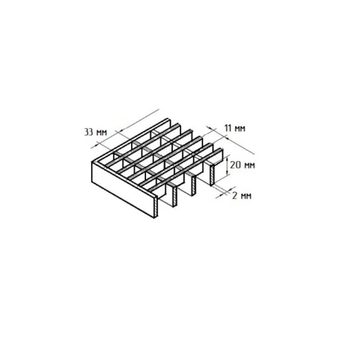 Стальная грязезащитная решетка из прессованного настила Р 33х11/30х2 Zn Тип А 500х1000 мм