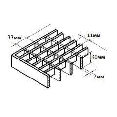 Стальная грязезащитная решетка из прессованного настила Р 33×11/30х2 Zn Тип А 800х1000 мм