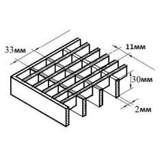 Стальная грязезащитная решетка из прессованного настила Р 33х11/30х2 Zn Тип А 500х500 мм